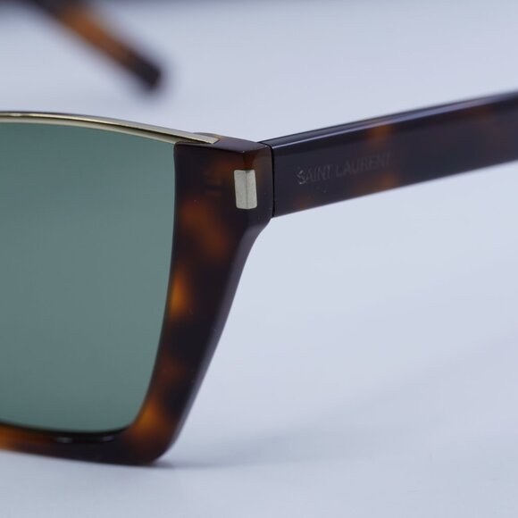 Saint Laurent SL369 KATE 002 Sunglasses Havana Cat Eye Frame, Green Lenses - Picture 9 of 11